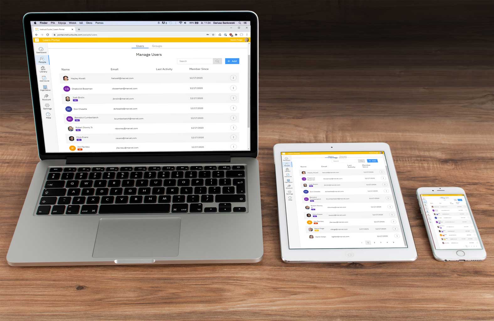 Instruct Suite on laptop, tablet and phone